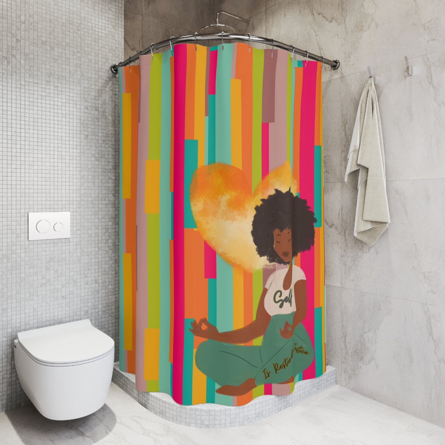 Self Love is Restorative JUSTICE Polyester Shower Curtain