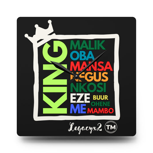 King By Many Names Black Acrylic Wall Clock
